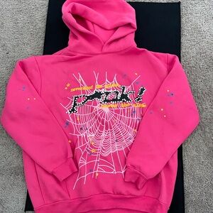 Sp5der pink hoodie. Fits big only been worn once authentic ships immediately.